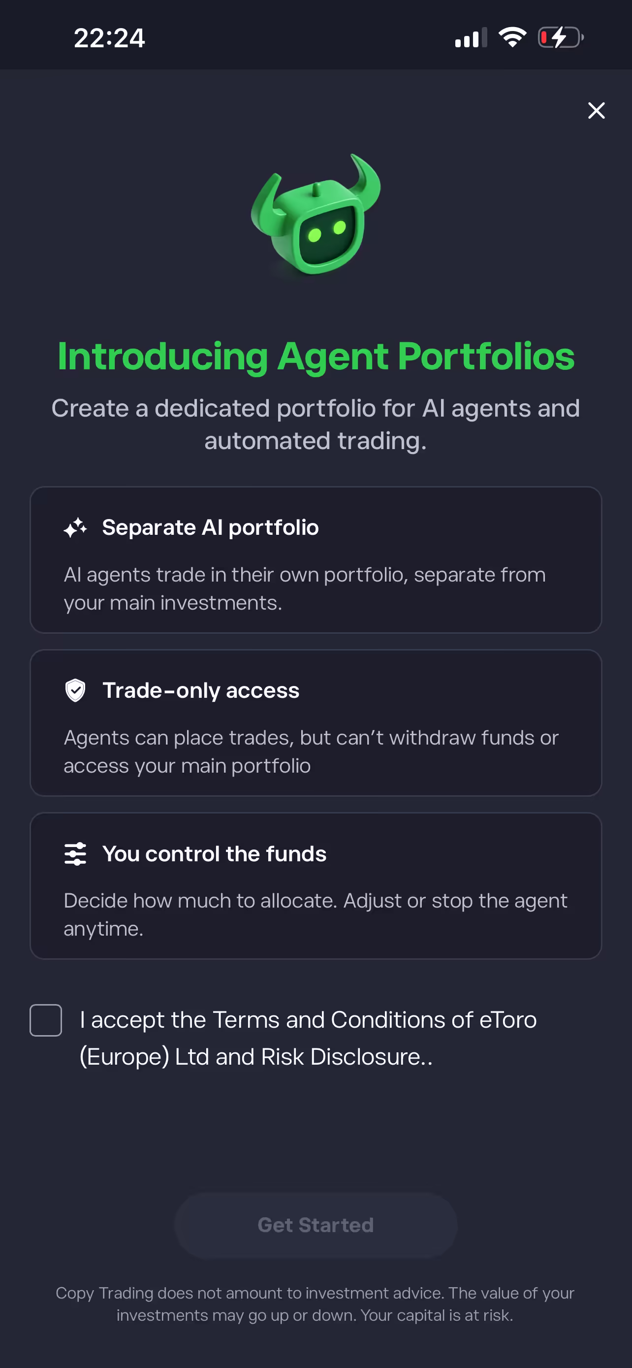 eToro Smart Portfolios showing curated thematic baskets