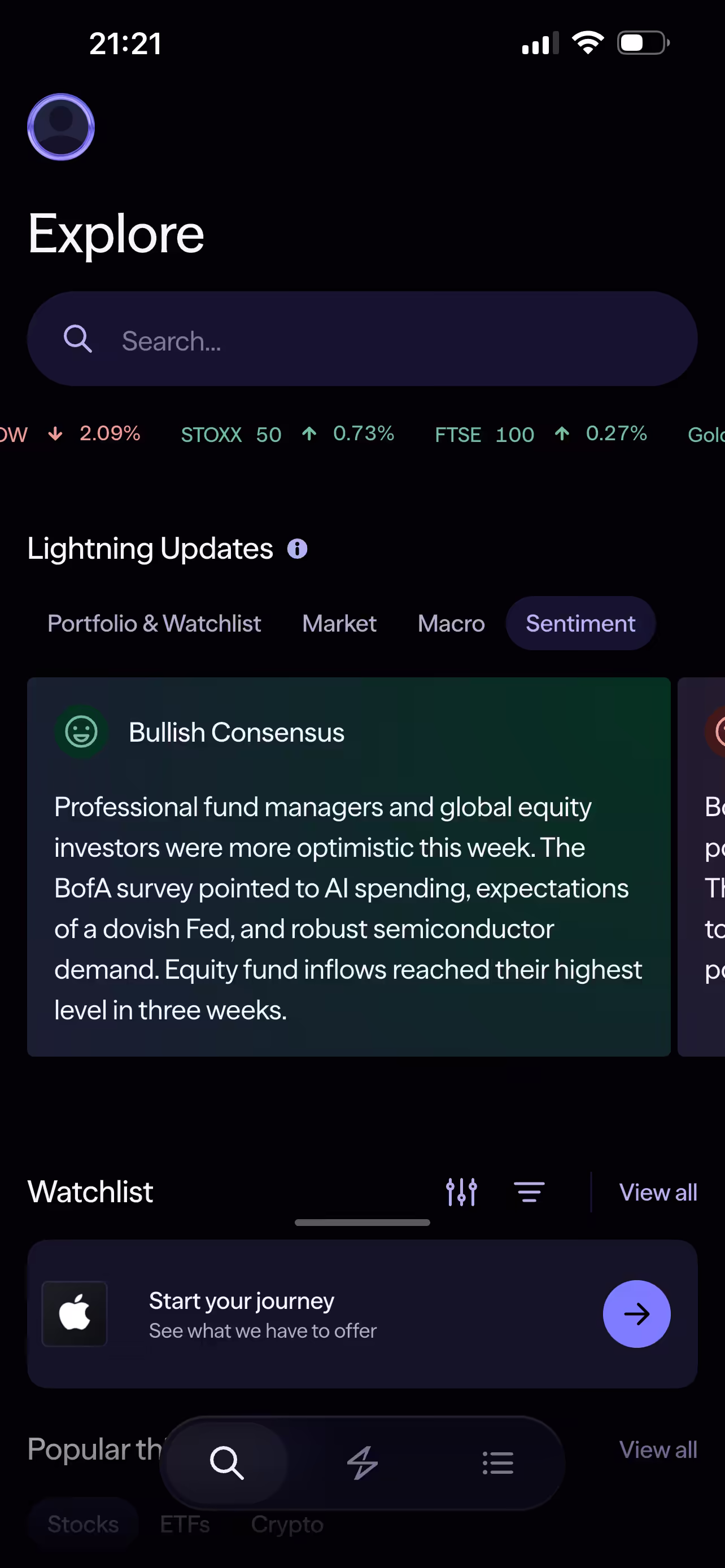 Lightyear Lightning updates showing general market sentiment, macro conditions and the latest stock news